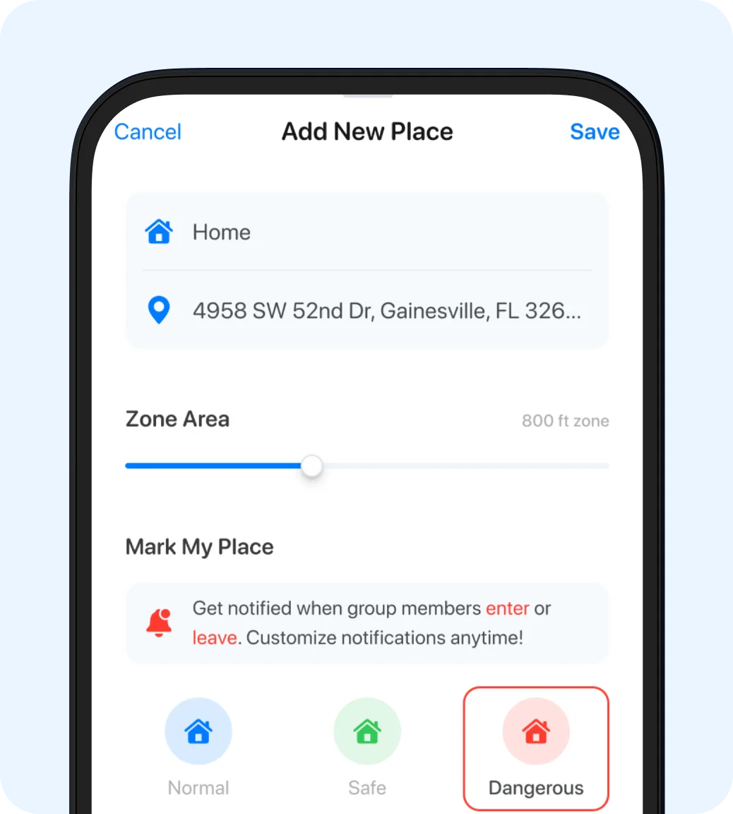 Set up Places in Closr app