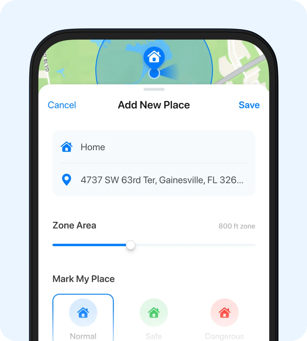 Create places and alerts in Closr app