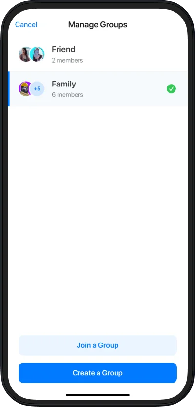 Create a private group in Closr app