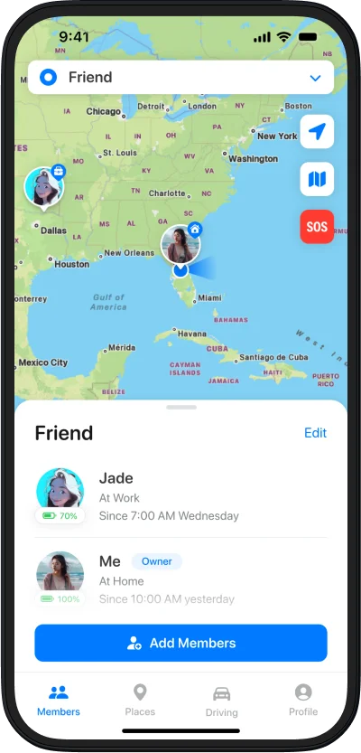 Emergency SOS feature in Closr app