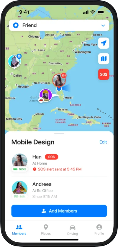 Emergency SOS feature in Closr app