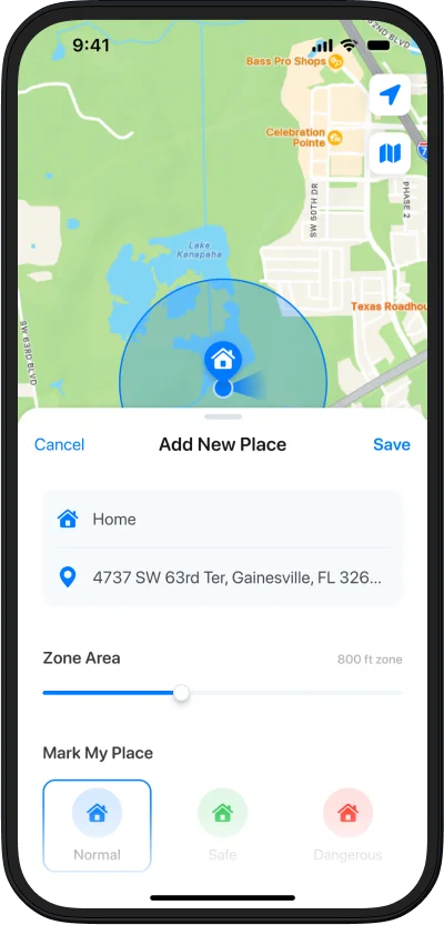 Create places and alerts in Closr app