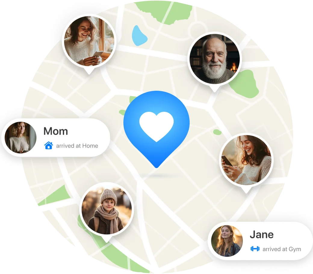 Family members on map